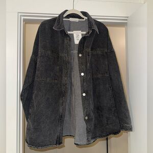 Zoco-Black Denim Button-Up Jacket